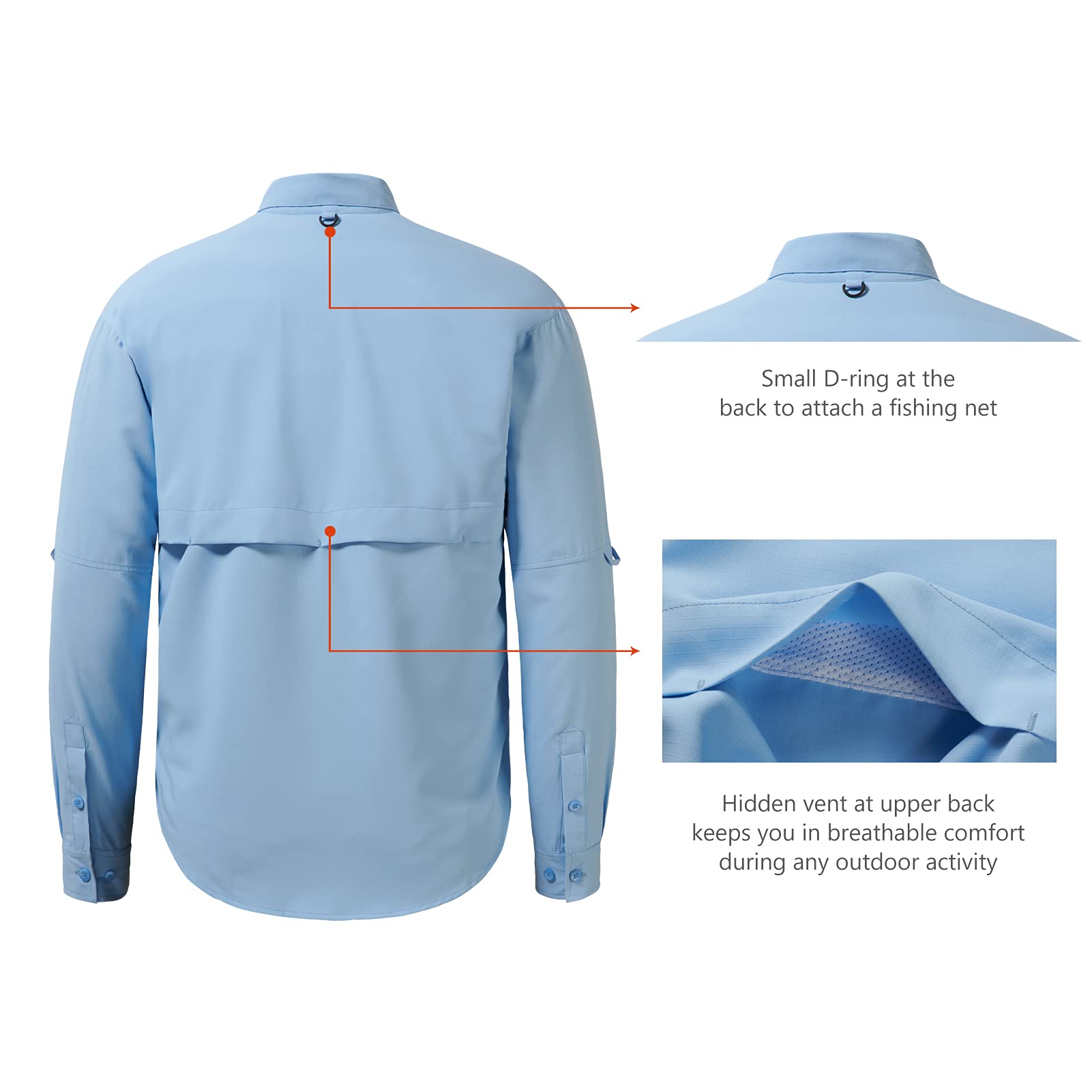 Bassdash Maglia da Pesca a Maniche Lunghe UPF 50 da Uomo con Bottoni Performance Quick Dry FS21M