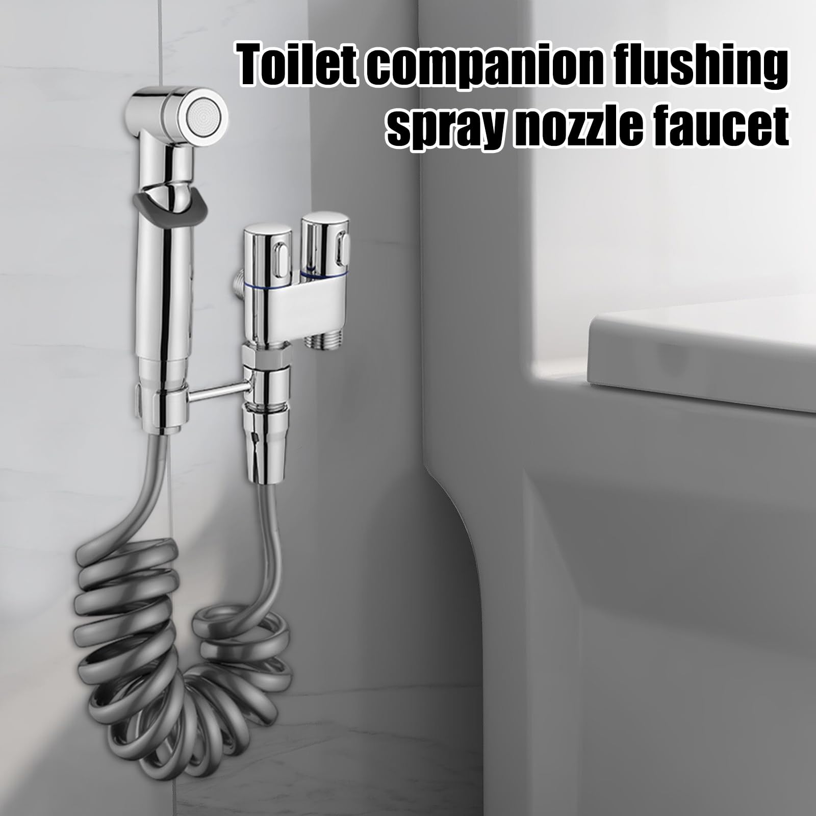 Bidet słuchawka prysznicowa, słuchawka prysznicowa do toalety, opryskiwacz ścienny ze stali nierdzewnej, z wężem sprężynowym i uchwytem ściennym do toalety, łazienki, kuchni (srebrny)