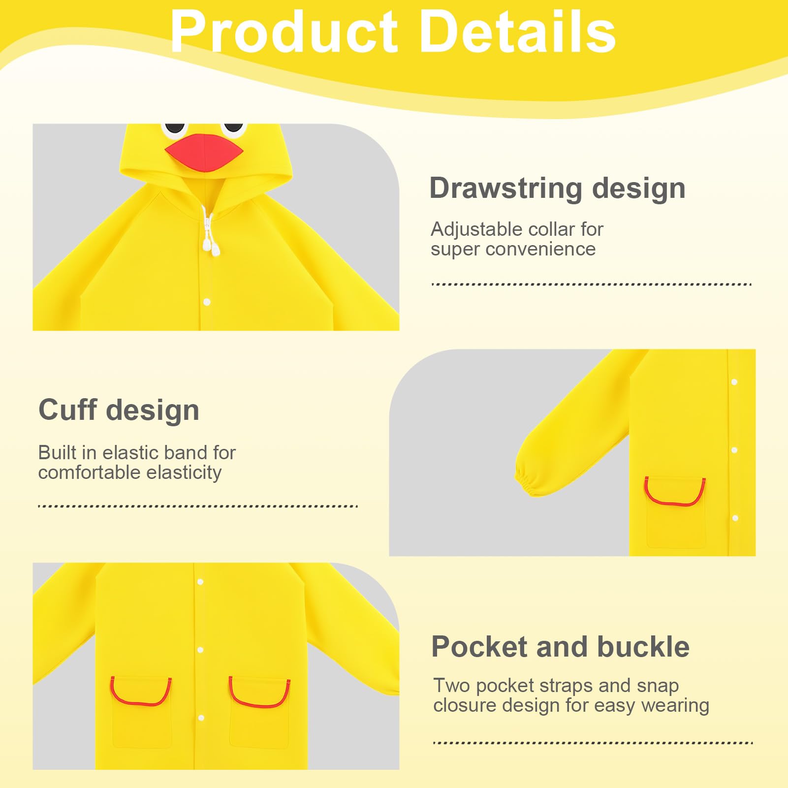 Chubasquero Niño Niña | Impermeable Infantil 3-7 Años | Poncho de Lluvia con Capucha | 5 Diseños Animados (Patito, Oso, Fresa, Conejo, Rana) | Unisex 80-130 cm | para Colegio y Parque al Aire Libre