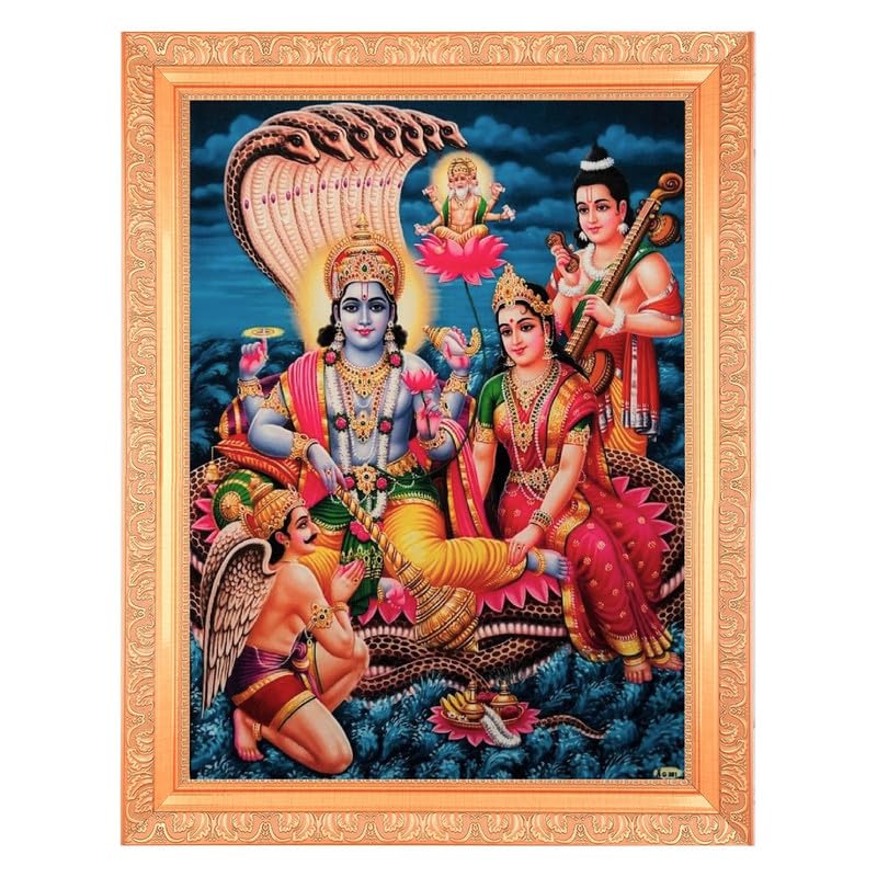 Tableau Vishnu Lakshmi cadre doré BM TRADERS pour salon et espace méditation