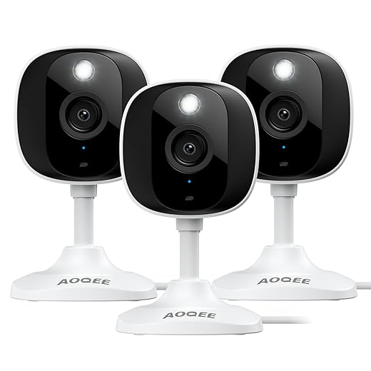 2K Cameras for Home Security-Outdoor/Indoor Camera for Dog/Cat/Pet/Nanny/Baby, Color Night Vision, White Light, Siren, 24/7 SD Recordings, Works with Alexa/Google Home, C1 (C1-White-3pack-2.4G)