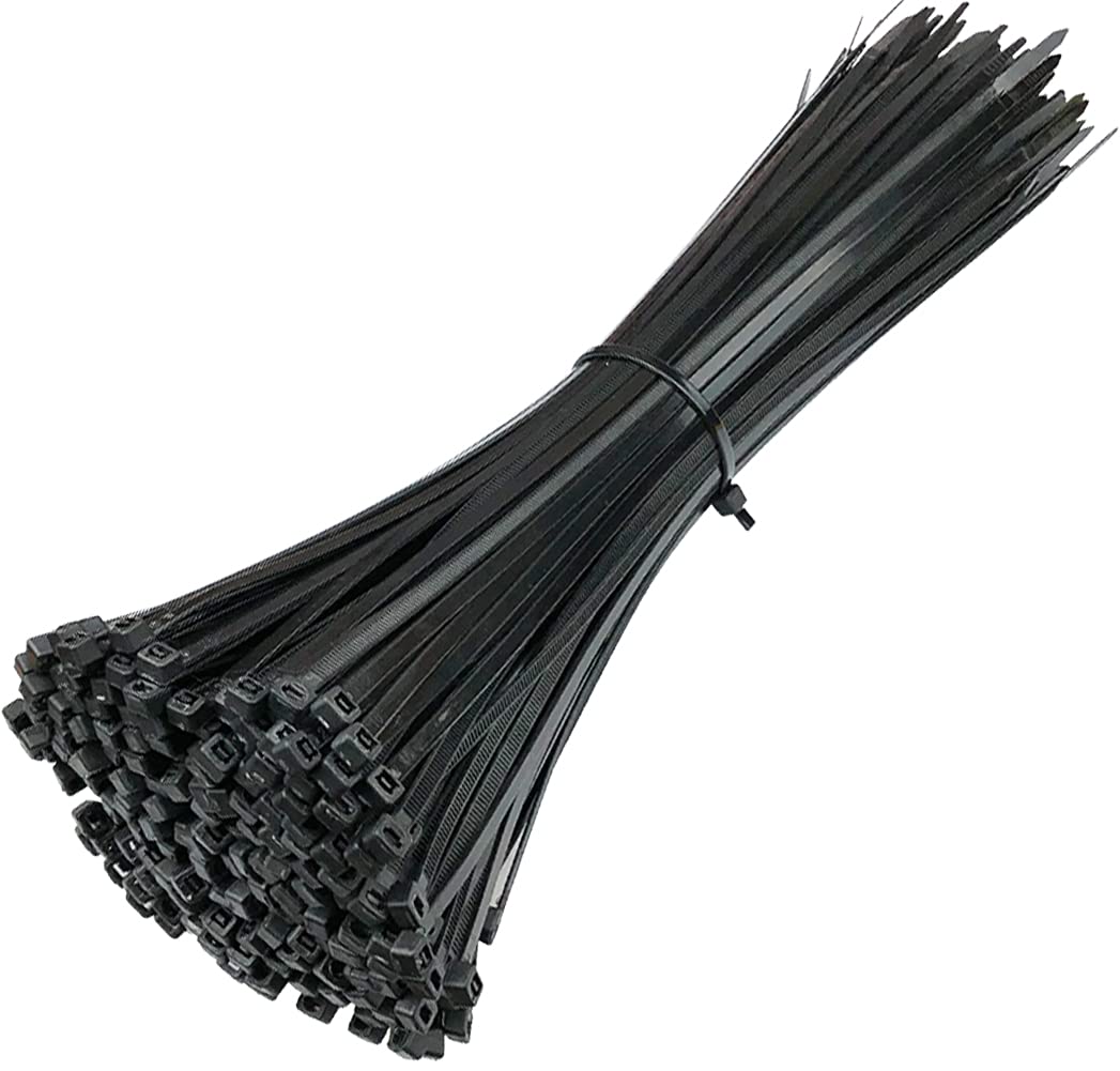 Oksdown 250 Pack Black Nylon Cable Ties 300mm×3.6mm Heavy Duty Strong Plastic Premium Self Locking 12 inch/30 cm Long Zip Tie Wraps