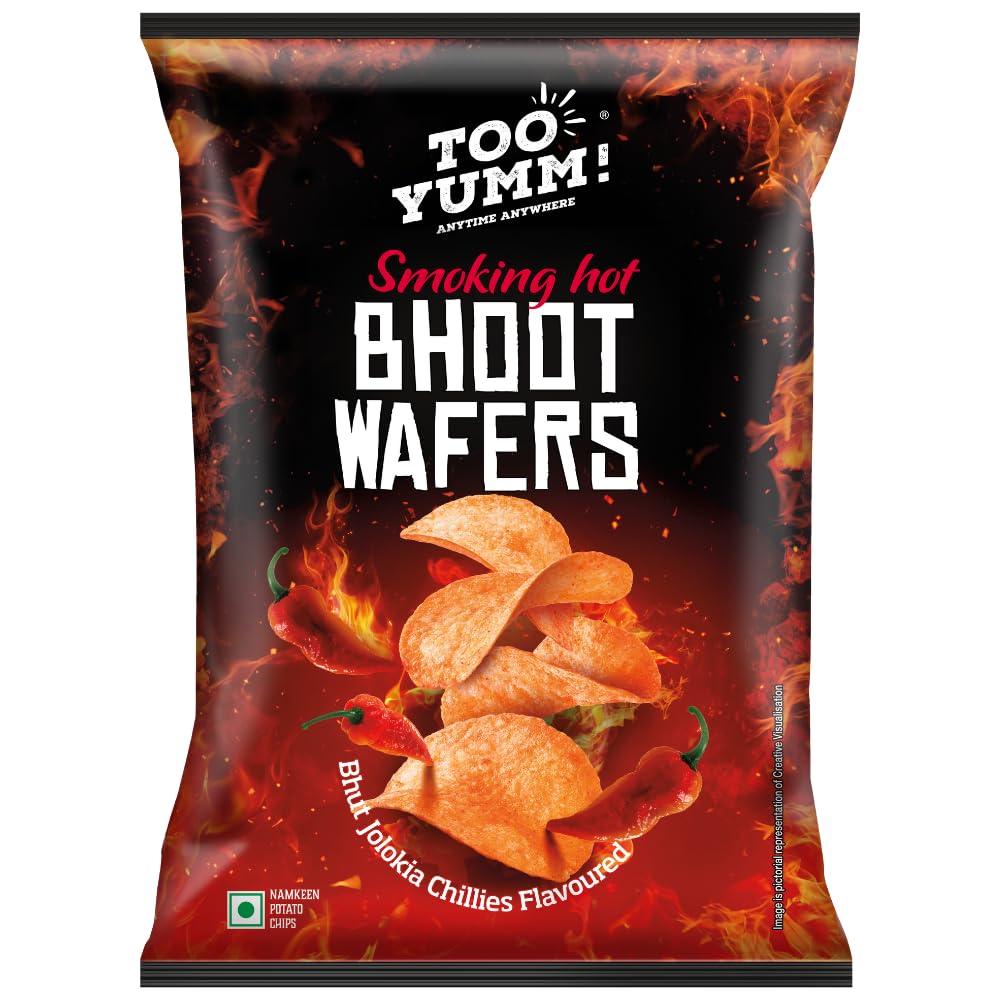 Too Yumm! | Bhoot Wafers | 79g | Spicy Chips with Ghost Pepper Flavour | 100% Vegetarian | 35% Less Saturated Fat