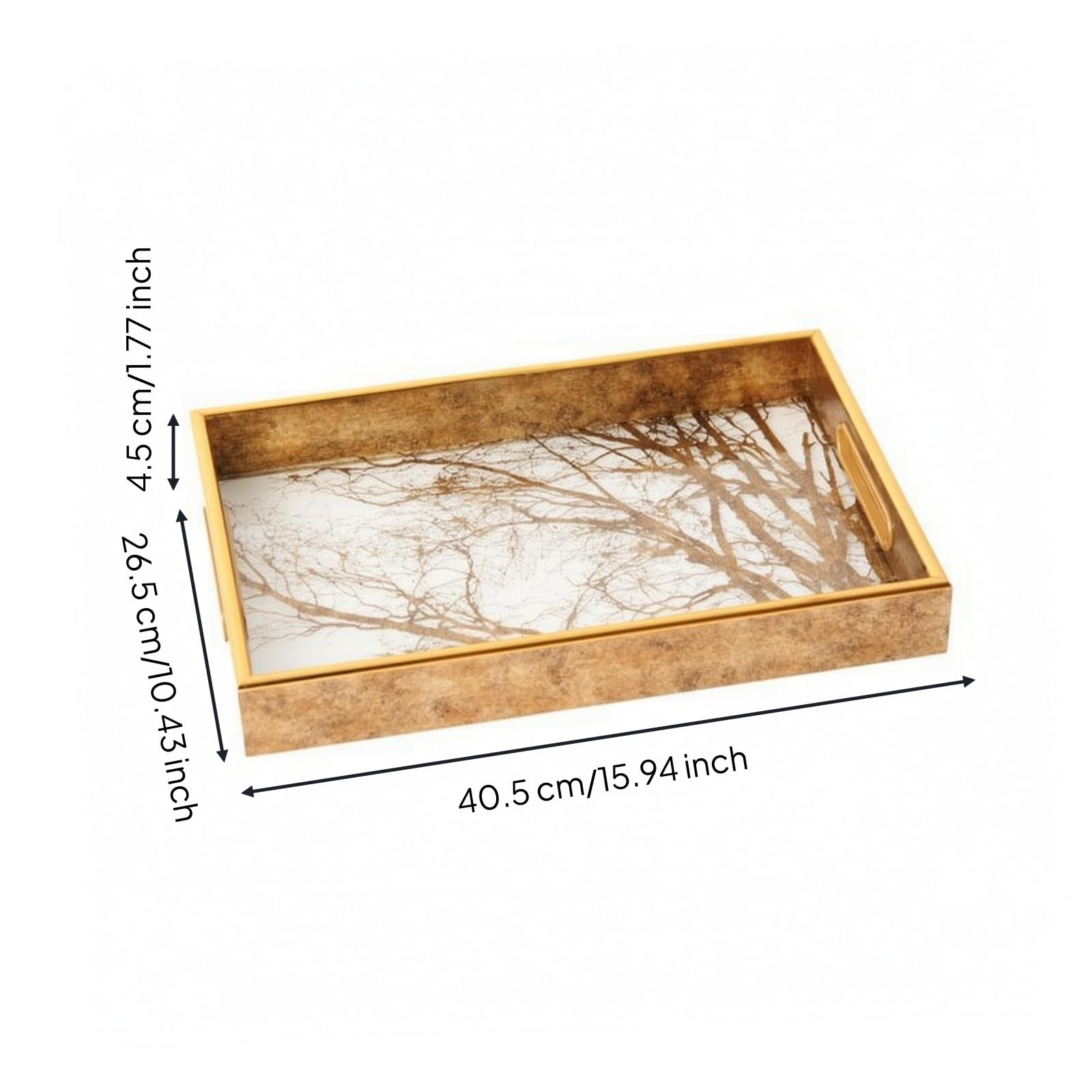 Bandeja Decorativa Organizador, 40.5x26.5x4.5cm, Ramas Densas