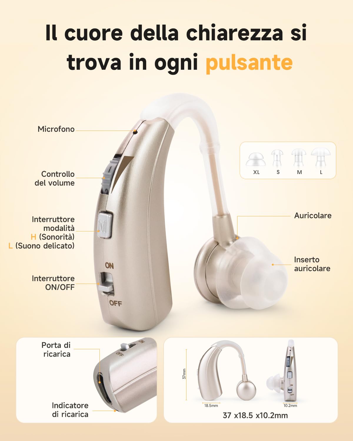 Britzgo dispositivo in Silicone, lunga durata, cancellazione intelligente del rumore, 1 coppia (argento)