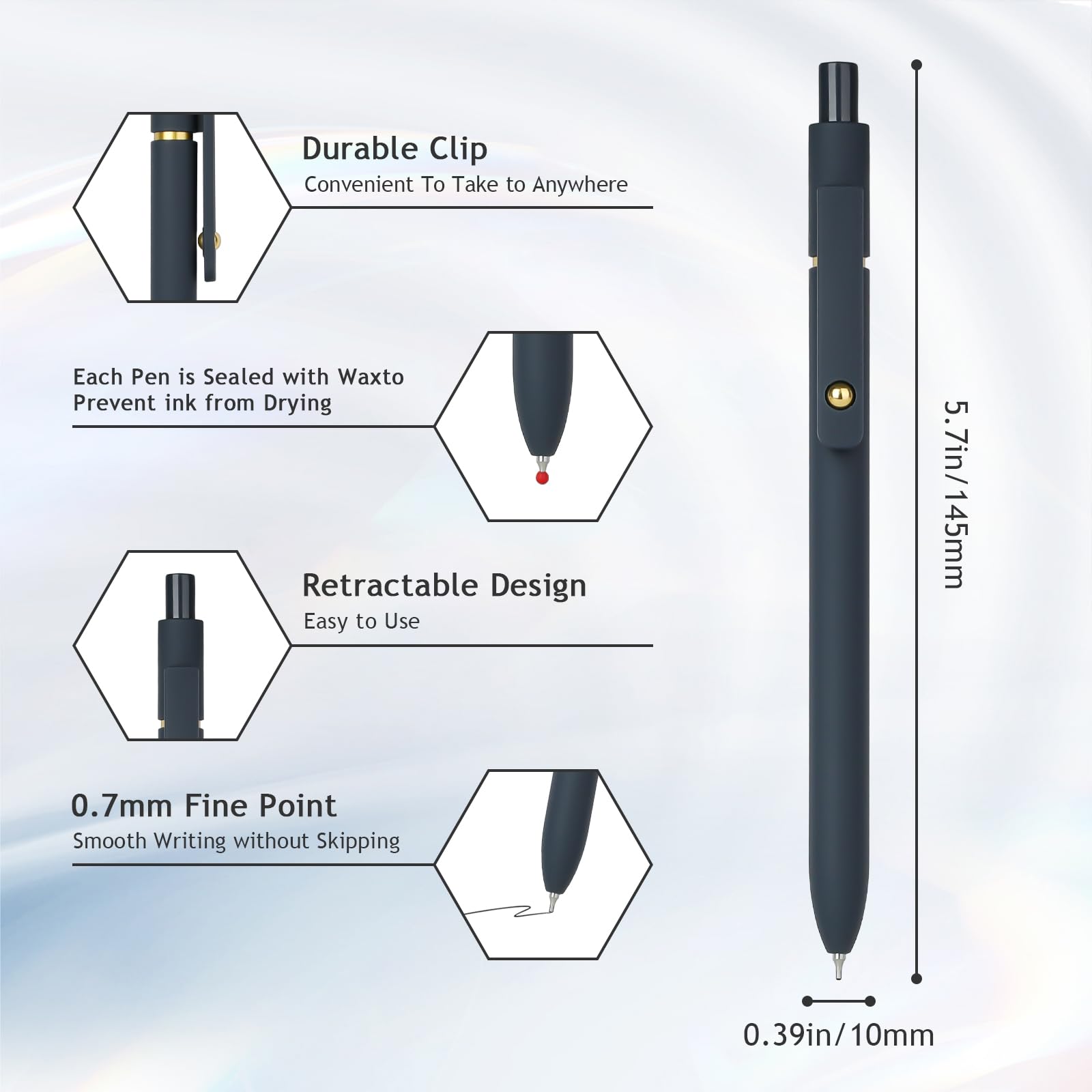 Ddaowanx Gel Pens, 0.7mm Quick Dry Black Ink,Fine Point Smooth Writing Pens,Office School Supplies,Gifts for Women Man(6Pcs Black White Gray, Black)