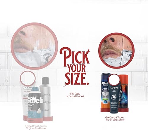 Vista 5 de Keister de tamaño de bolsillo – Espejo de afeitado de ducha – antiniebla, antiarañazos, se adapta a latas de gel de crema de afeitar altas y tubos