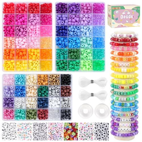 QUEFE 72 Colors 3000pcs Pony Beads Bracelet Making Kit