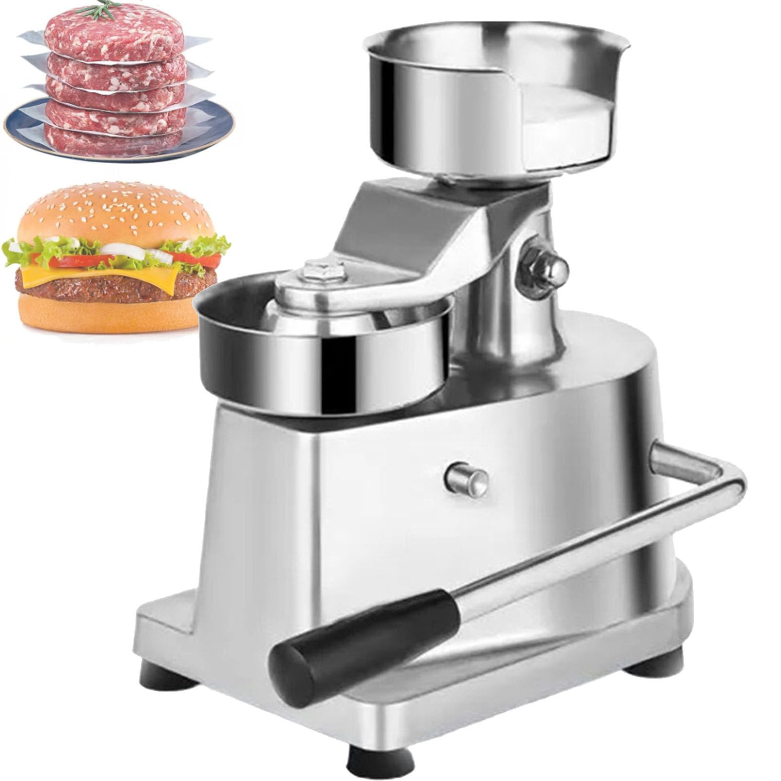 Komercyjna prasa do hamburgerów, aluminiowa maszyna do hamburgerów z antypoślizgowym uchwytem, taca ze stali nierdzewnej do kuchni lub ciężarówki, średnica 13 cm