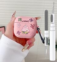 Vista 13 de Linda Funda de Pato para Airpod de 2ª y 1ª Generación, Divertida Funda de Airpods 3D de Dibujos Animados Kawaii con Kit de Limpieza y Llavero