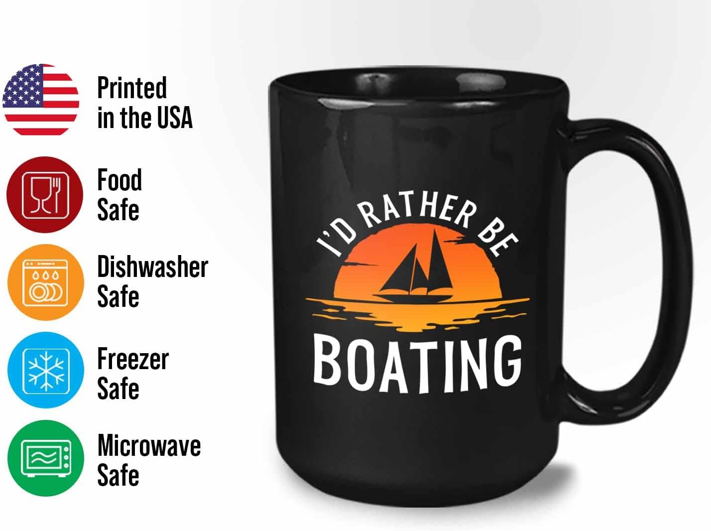 Bubble Hugs Sailor Coffee Mug 15oz Black - I'd Rather Be Boating - Sailing Ship Boat Captain Ships Adults Waves Sea Marine US Member Vessel Good Cadet