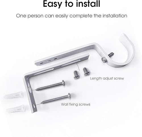 Miniatura 5 de Soportes de barra de cortina ajustables resistentes para barras de 78 o 1 pulgada, juego de 3 (blanco)