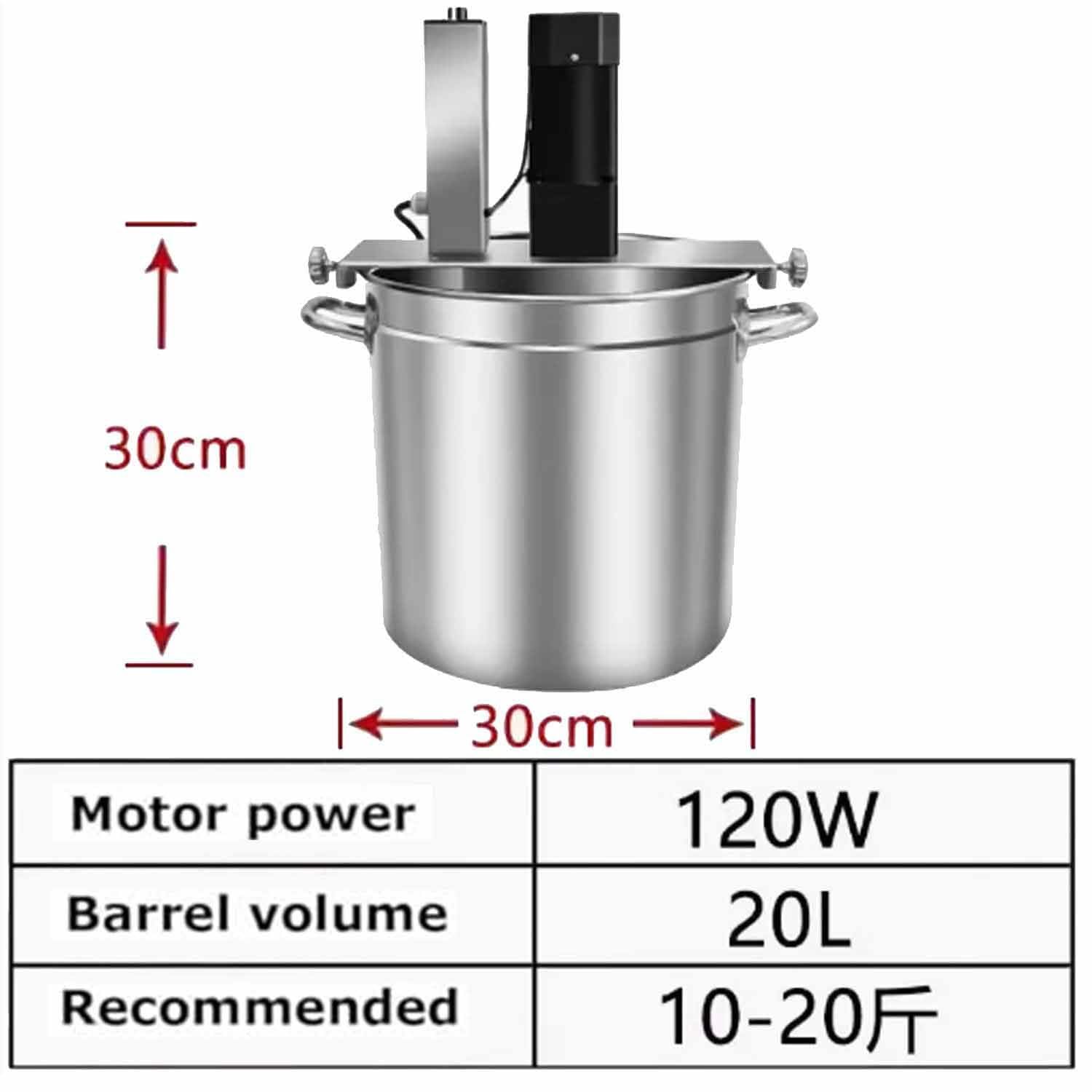 Mezclador automático de alimentos de Acero inoxidable, agitador, máquina para freír para hoteles, restaurantes, fábricas de alimentos, cocina comercial, agitador de alimentos. 20L