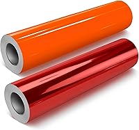 Vista 1 de VViViD DECO65 - Paquete de vinilo para manualidades naranja brillante (7 x 11.8 pulgadas) y cromo rojo brillante (7 pies x 1 pies), M0
