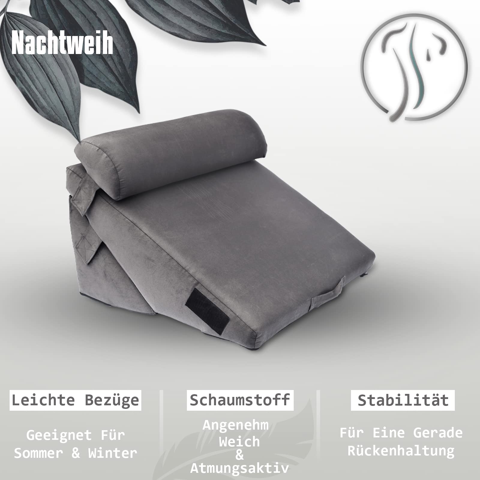 NACHTWEIH® NIEUW leeskussen. Converteerbaar rugkussen voor bed of bank. Ergonomisch wigkussen met licht pluizige overtrek en nekrol - groot rugkussen voor thuiskantoor NACHTWEIH® NIEUW leeskussen. Converteerbaar rugkussen voor bed of bank. Ergonomisch wigkussen met licht pluizige overtrek en nekrol - groot rugkussen voor thuiskantoor