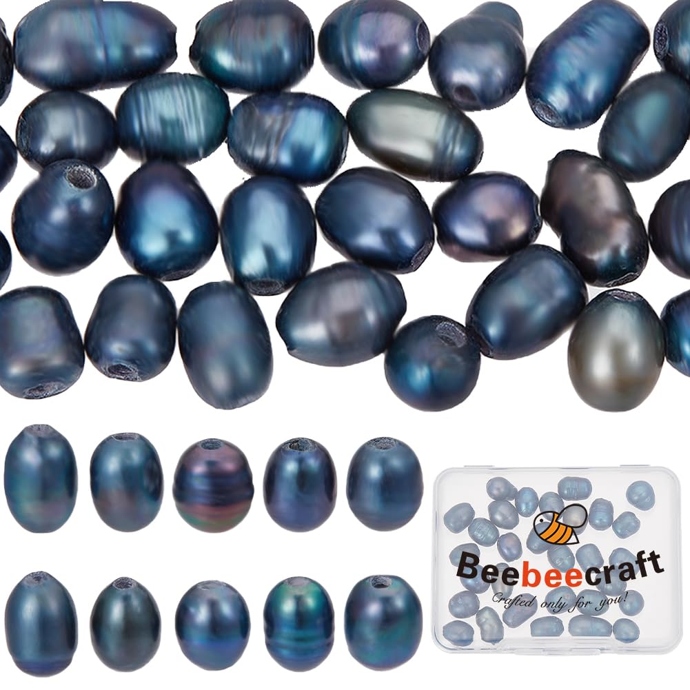 Perles naturelles de culture d'eau douce noires à grand trou Beebeecraft pour bijoux