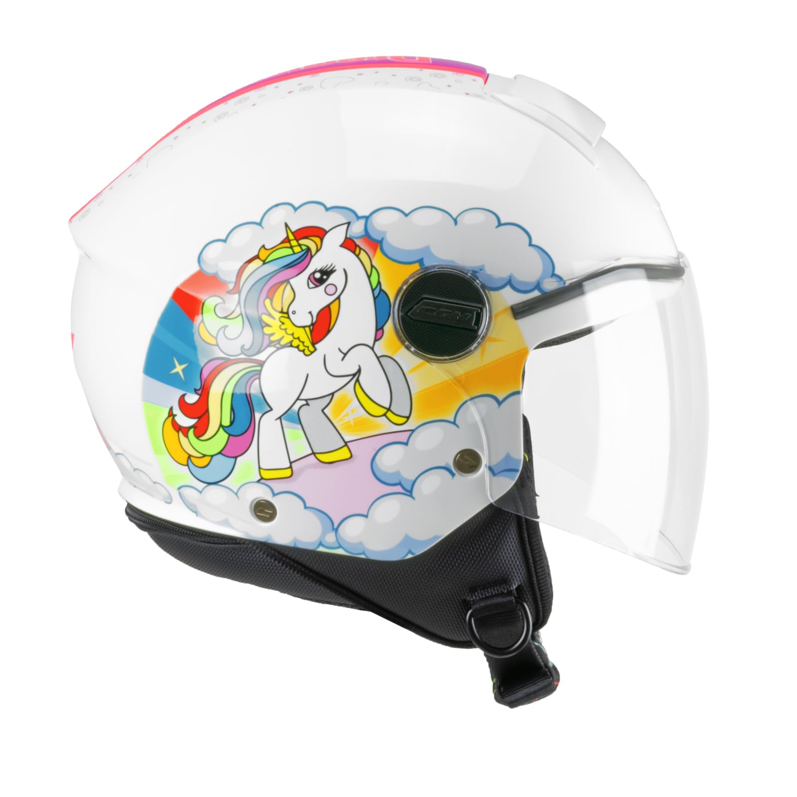 CGM Casco open face young, 261D MINI DREAMS Bianco Fucsia Celeste, YXL (53-54cm)