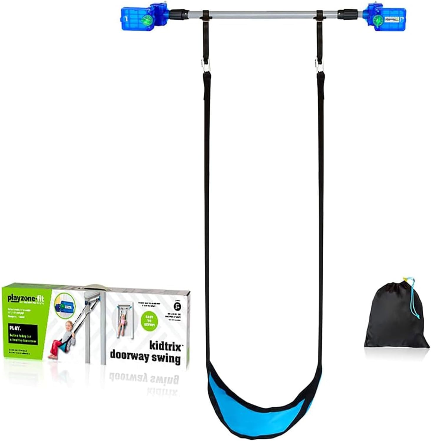 Playzone-fit Kidtrix Deluxe Doorway Swing Kit - Fun Doorway Swing for Kids - Includes Indoor Sensory Swing - Weight Limit 150 lbs. - Recommended Ages 3+