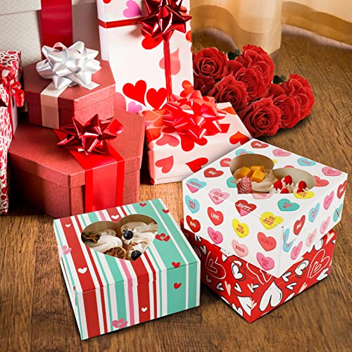 image for SUPERLELE Valentine's Day Bakery Cookie Boxes, 30 Packs with 6 Pattern