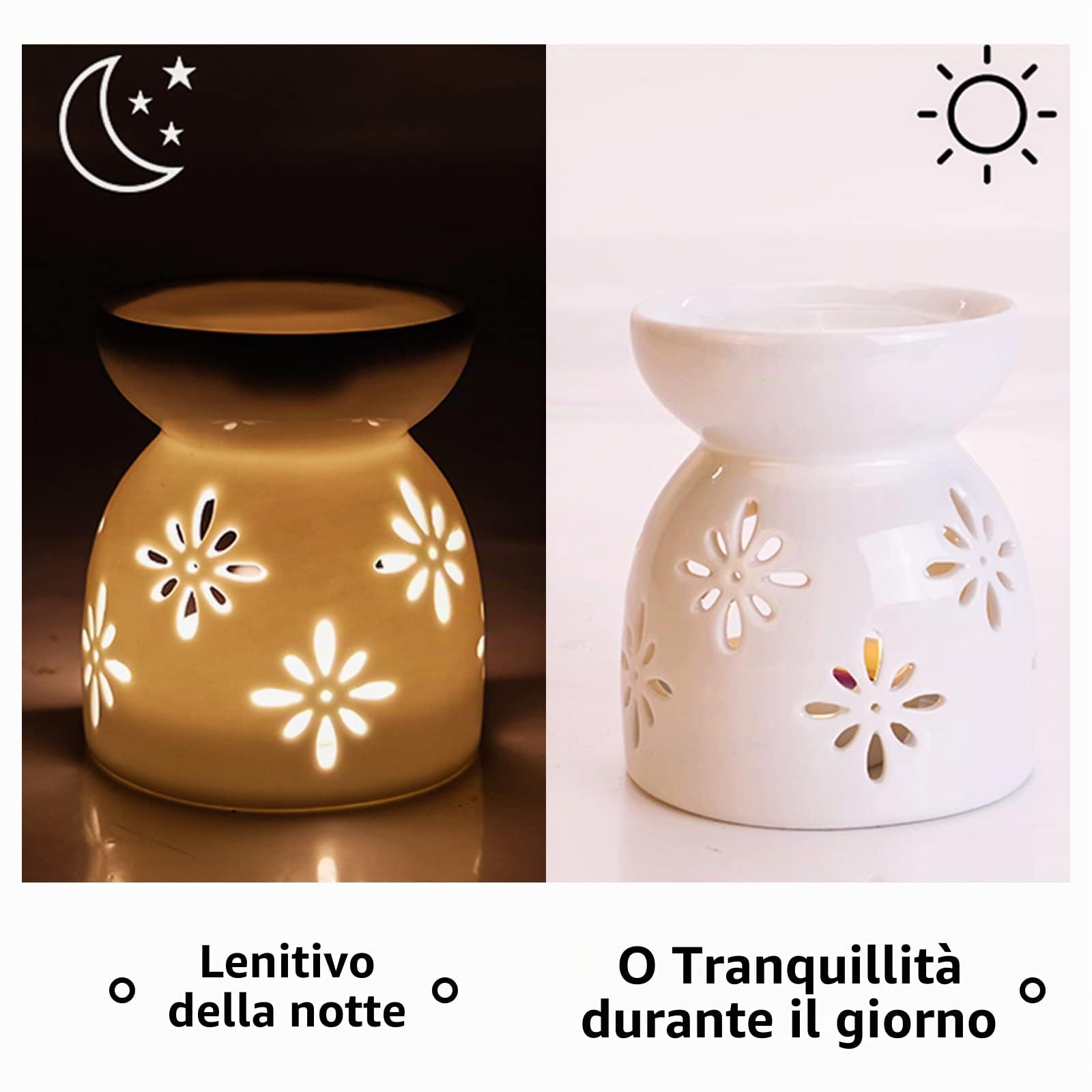 Lampada di Fragranza Bruciatore di Oli Essenziali Brucia Essenze in Ceramica Censer Diffusore di Aromi Portacandele Supporto per Candela, Aroma Lampada per il sonno Aiuto Relax Meditazione