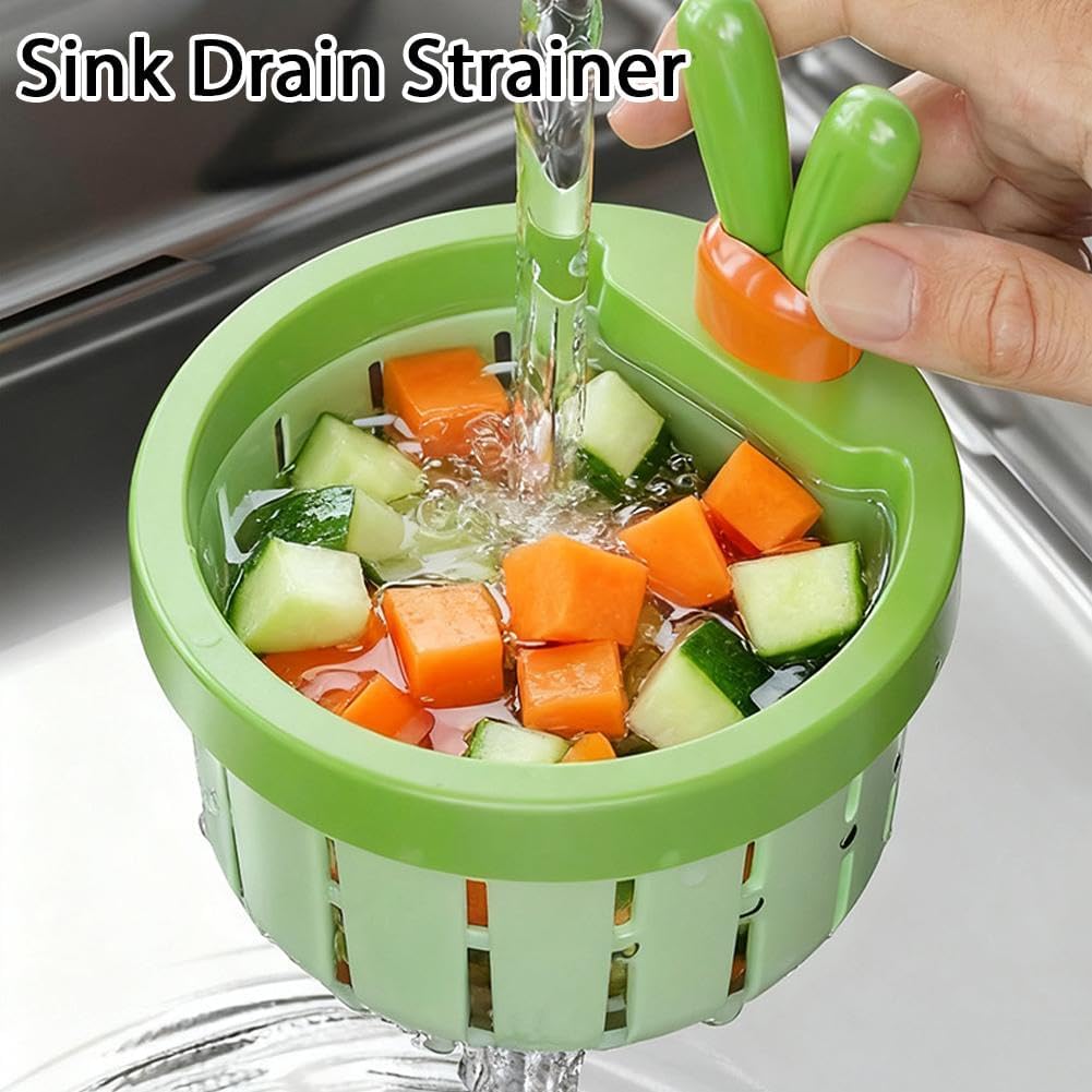 4Pcs Sink Drain Strainer,Bunny Ear Auto Dumping Filter,Automatic Draining Food Catcher,Silicone Basket with Anti-Clog Feature,for Garbage Disposal Home Dorm Restaurant Fruit Vegetable Clean