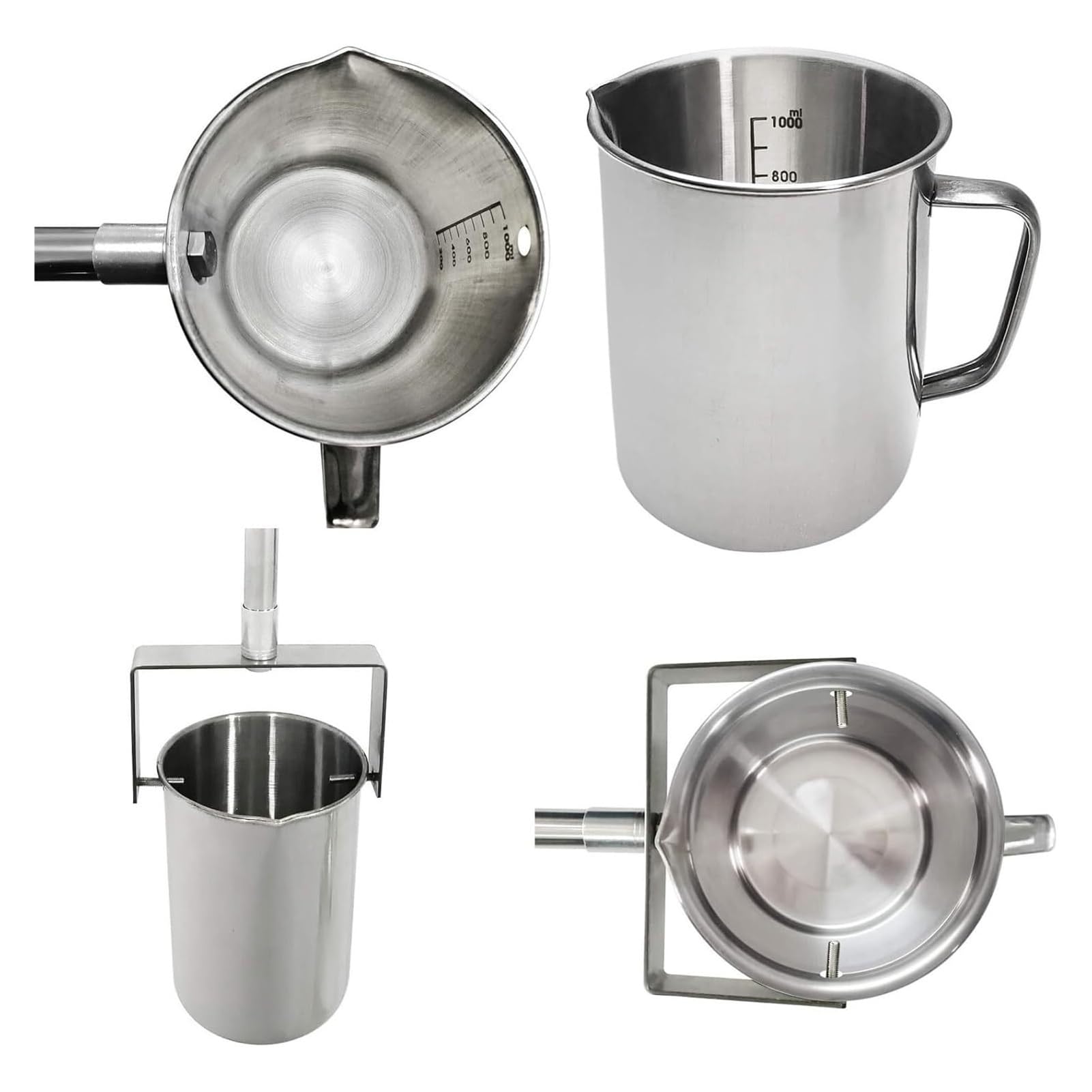 Teles Water Quali Sampler - Cubo oscilante de ternera de 1000 ml, longitud ajustable de 1,4 m a 6 m, ideal para análisis de agua y análisis de agua, color plateado