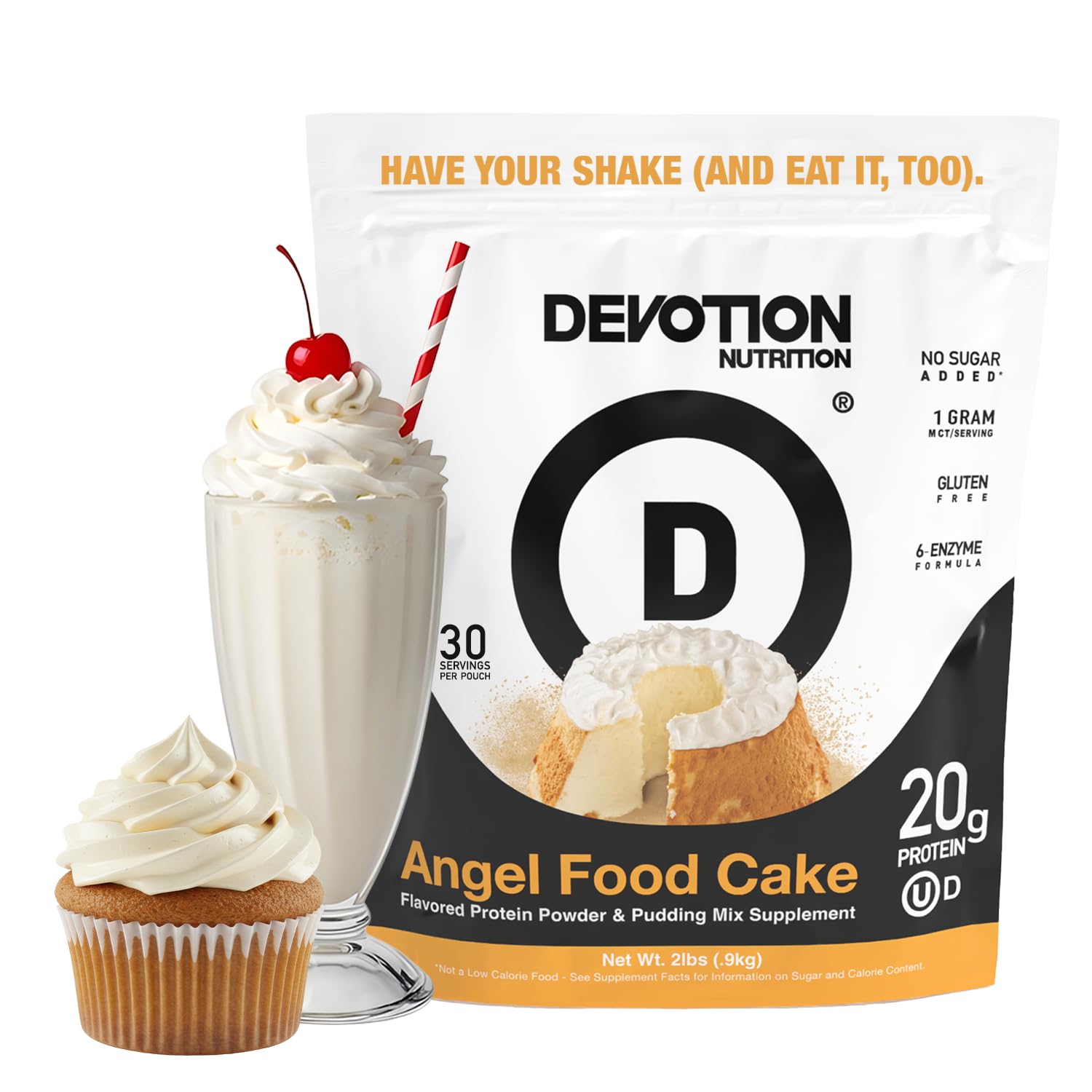Devotion Nutrition Proteína em Pó com Whey Isolate e Caseína Micelar, 20 g de proteína, sabor Angel Food Cake, 908 g