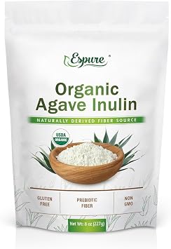 Organic Agave Inulin - USDA Certified Organic, Sweetener & Natural Prebiotic Fiber, Gluten Free; 8oz
