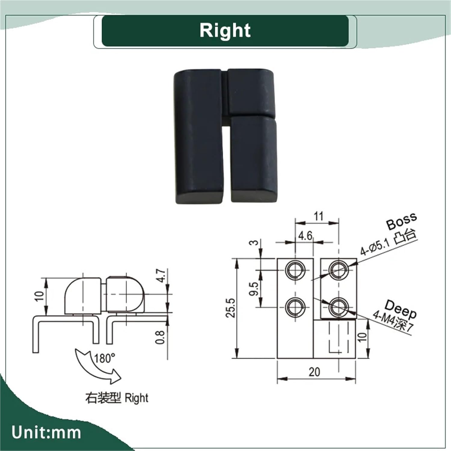 取り外し可能な亜鉛合金ヒンジ電気ボックス制御キャビネットドアパーティションアクセサリー1個(Right)