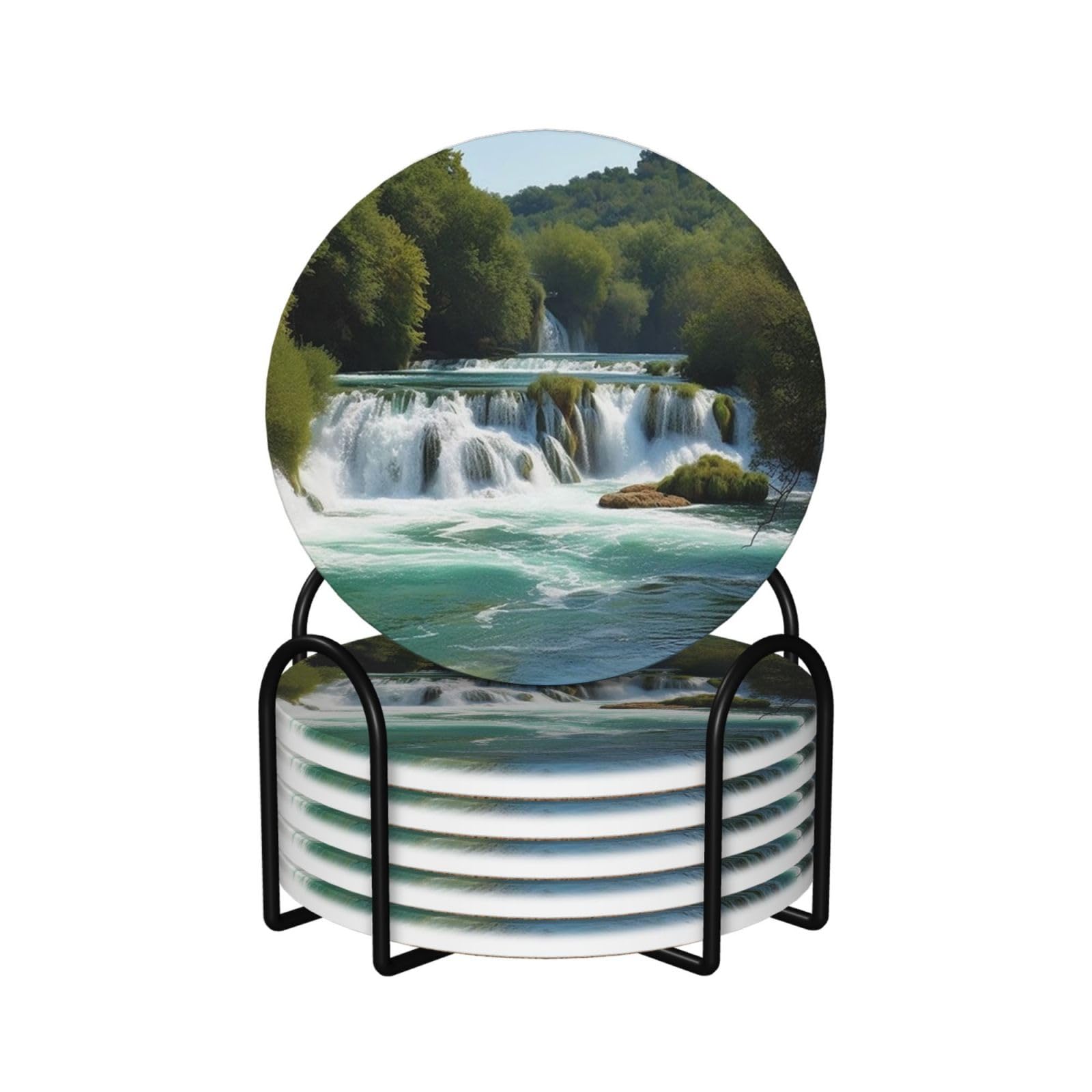 Dessous de verre en céramique Krka x6 avec support pour table