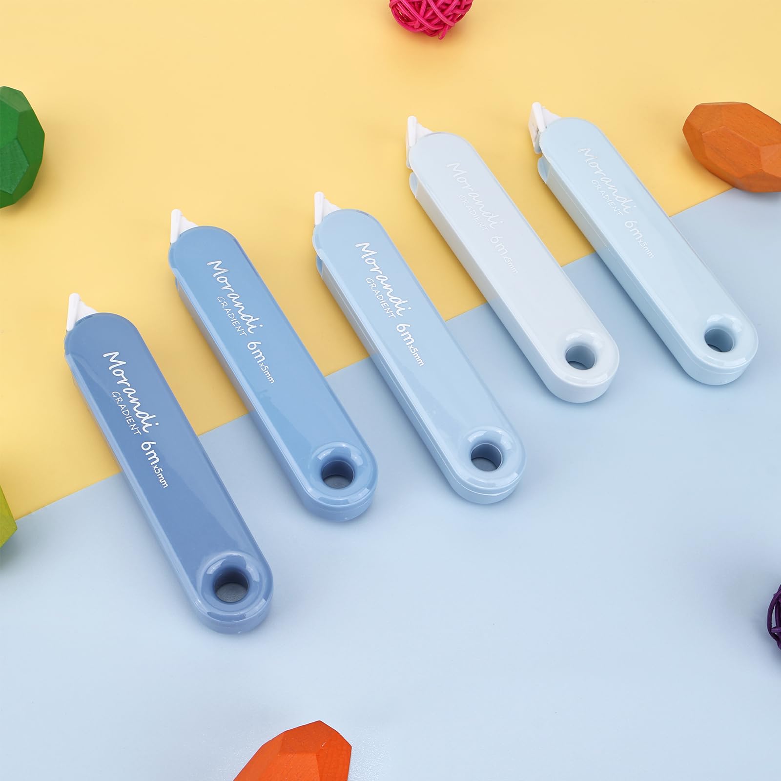 Valitner - 5 cintas correctoras blancas, estética y bonita, secado rápido, corrección instantánea, fácil de usar para suministros de oficina escolar (azul)