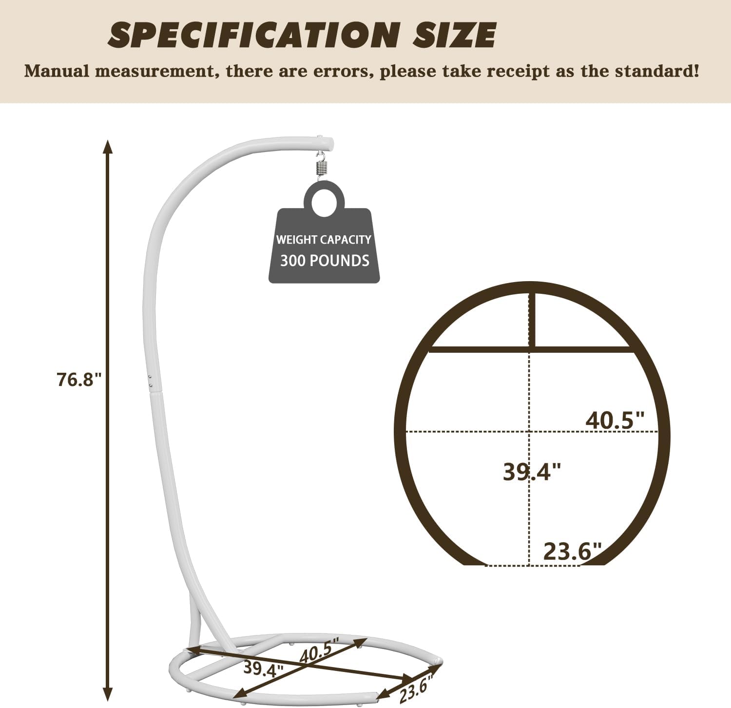 Hammock Stand Only Hammock Chair Stand Only Hanging Chair Stand Only Swing Stand Frame Outdoor Indoor Egg Chair Stand Only C Stand for Hanging Chair Swing Porch Heavy Duty (White) 5 61Iae6n56AL. AC SL1500