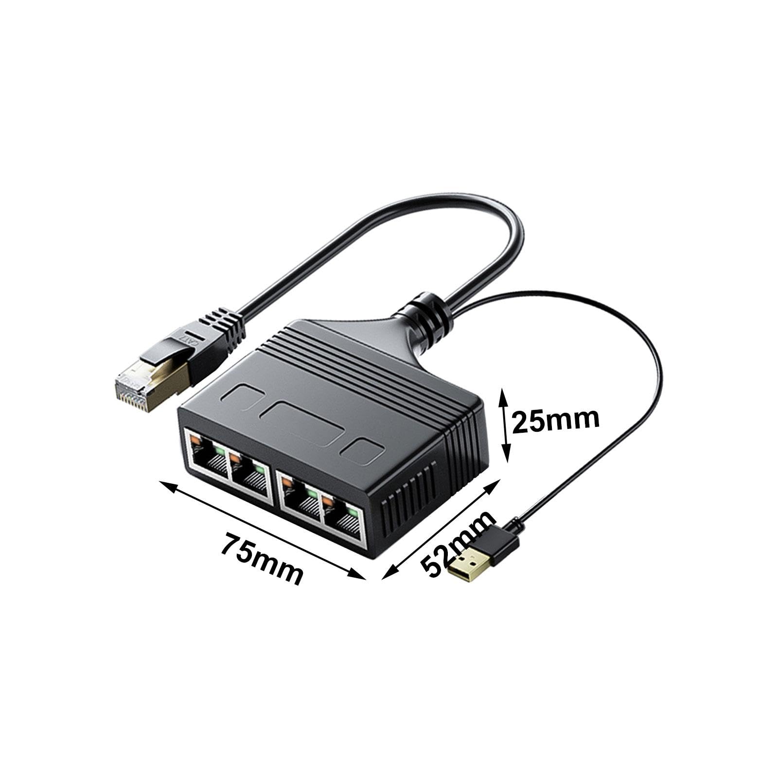 4 Piezas RJ 45 Divisor de Red Cable Ethernet Adaptador LAN Extensión con USB para Conectar Simultáneamente Dispositivos Y Internet Adecuado, 1 a 4 1000 Mbps
