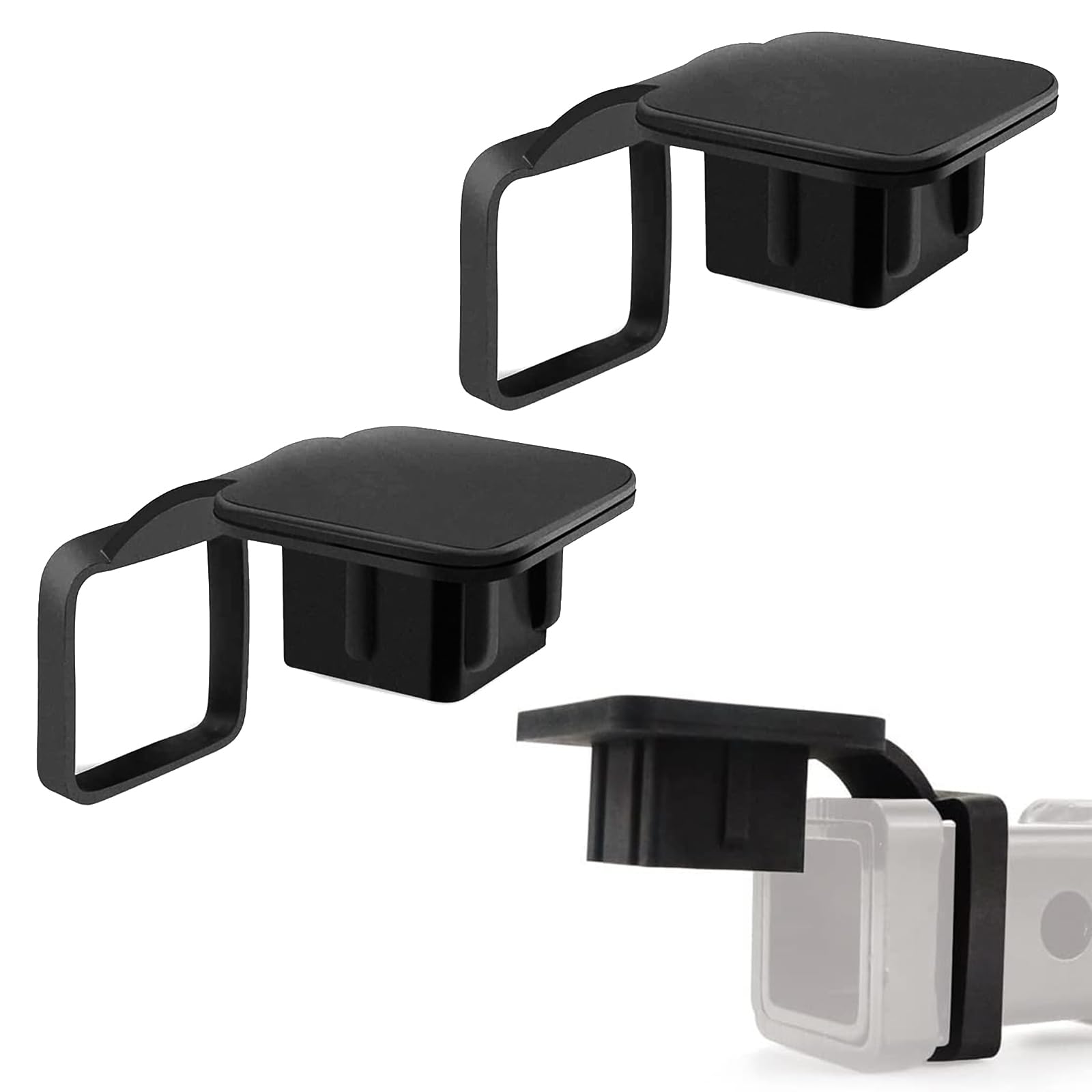 Pack of 2 Square Plug Protection Cap, Traction Cover, 2In Trailer Hitch Covers, Car Trailer Cover, for Toyota Ford Jeep Chevrolet Nissan Dodge (Black)