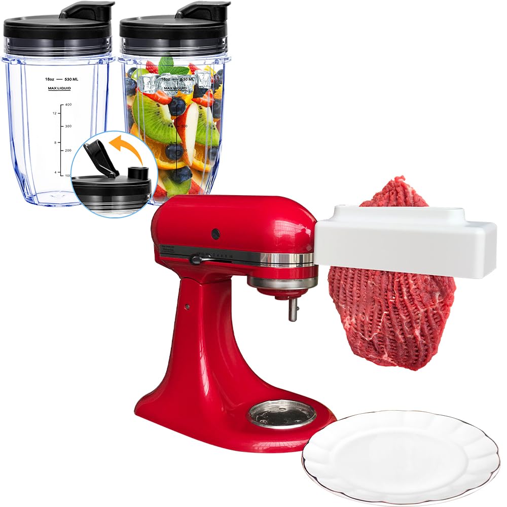 18oz blender cups for ninja BL450 BL456 BL480 BL482 BL640 BL642 BL682 BN401 BN751 BN801 Foodi SS101 SS151 SS351 & white Meat Tenderizer for All KitchenAid