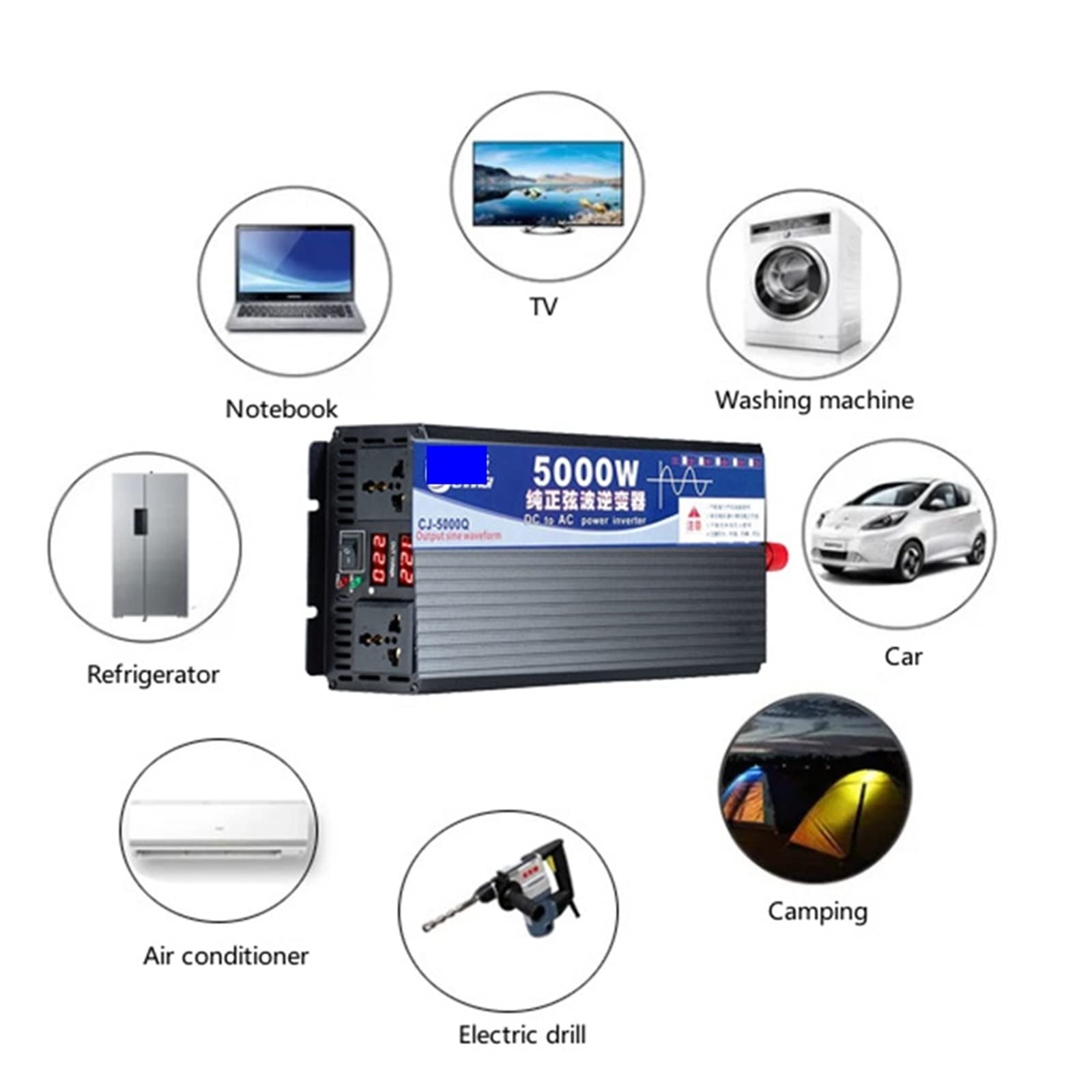 Inversor 24V DC 12V 48V 60V a AC 110V 220V Transformador de Voltaje Onda sinusoidal Pura 3000W 4000W 5000W convertidor de Potencia inversor Solar(5000W,24V-230V 50HZ)