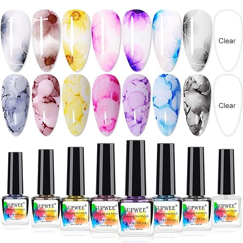 Blooming Nail Polish Watercolor Ink Marble Nail Art