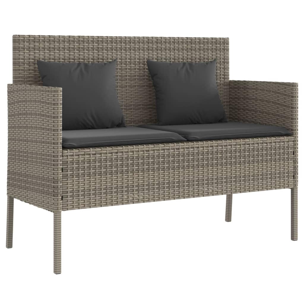 vidaXL Panca da Giardino con Cuscini Grigia in Polyrattan