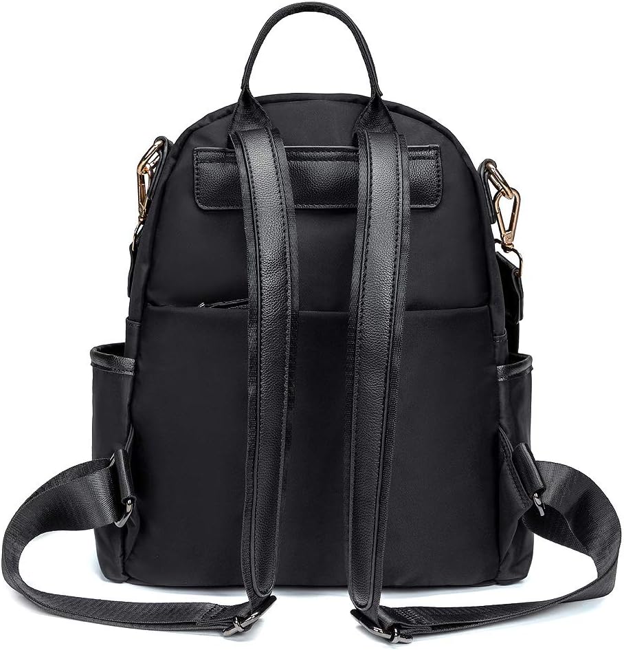 Mn&Sue Waterproof Nylon Casual Backpack Purse for Women Shoulder Bag Rucksack Ladies Travel bags (Style B Black)