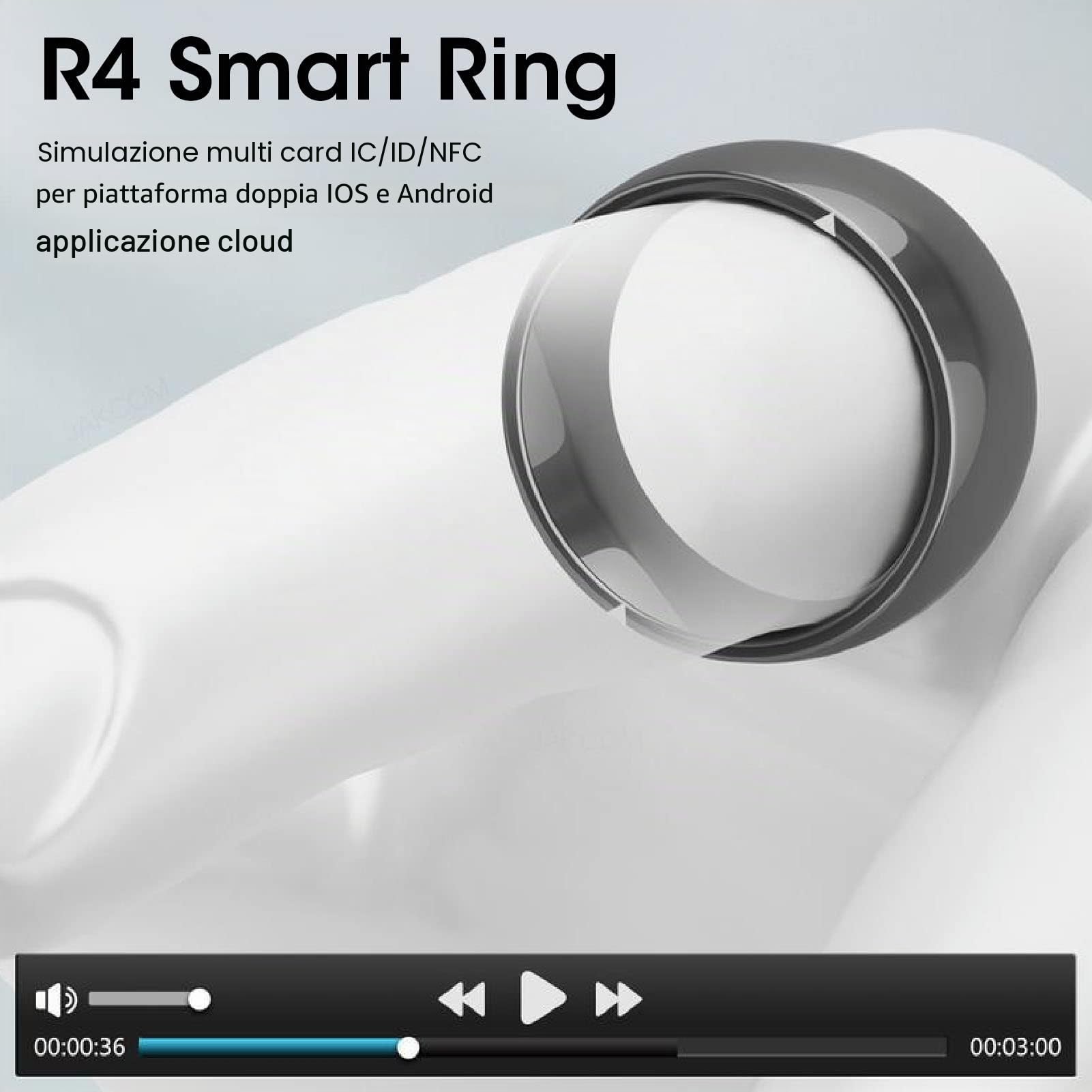 Tbest Anello NFC intelligente, impermeabile, in ceramica, rilevamento universale per telefono cellulare