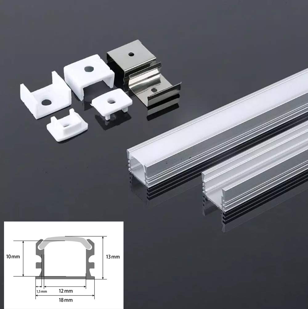 2 Meter LED Aluschie Aluprofil Schiene Profil für LED Strip mit Milchglas Abdeckung
