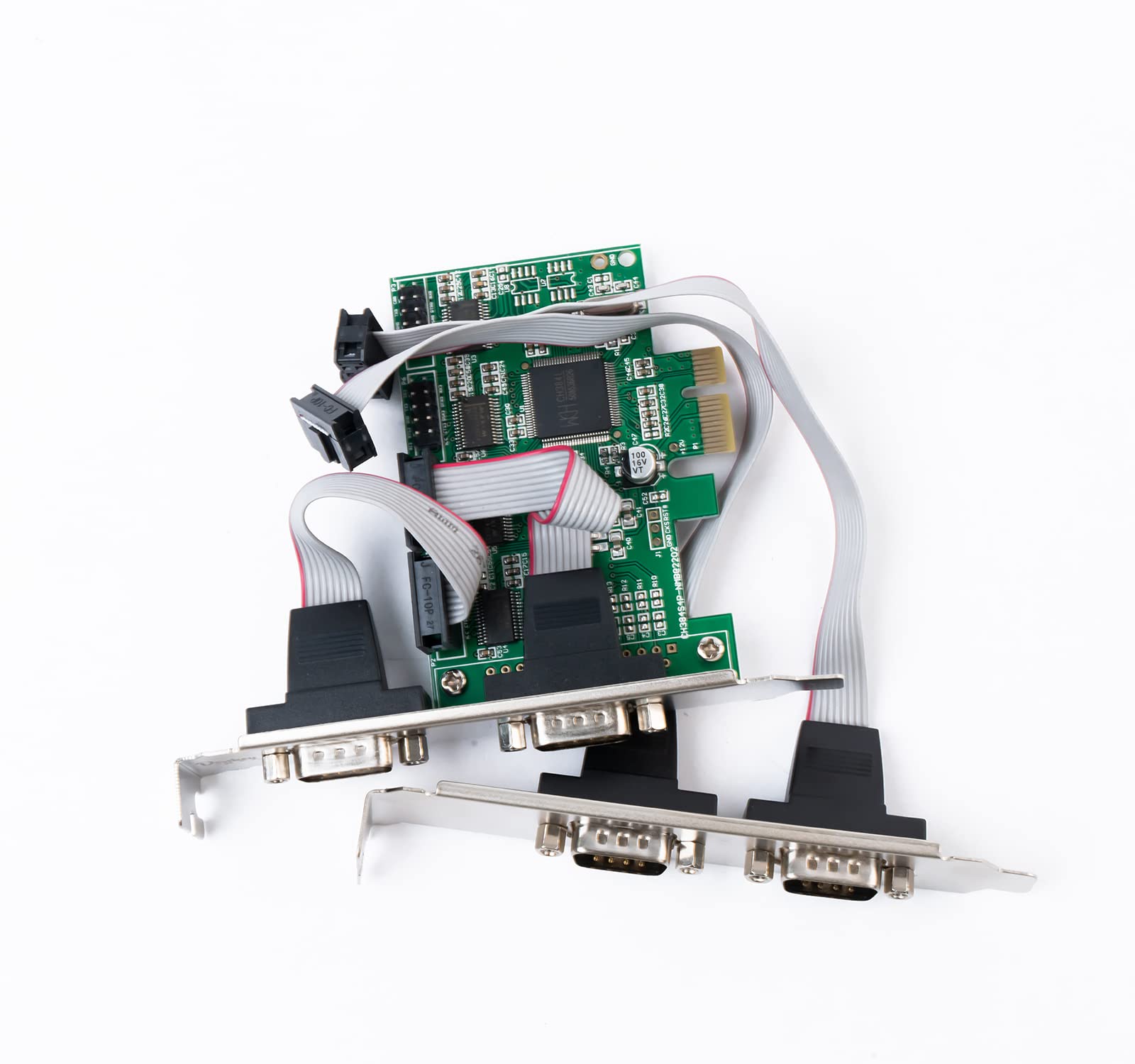 Convertidor de Adaptador de 4 Puertos PCIE a RS232, Tarjeta expansión Controlador PCI Express PCI-E a RS232 para PC de Escritorio con Soporte bajo