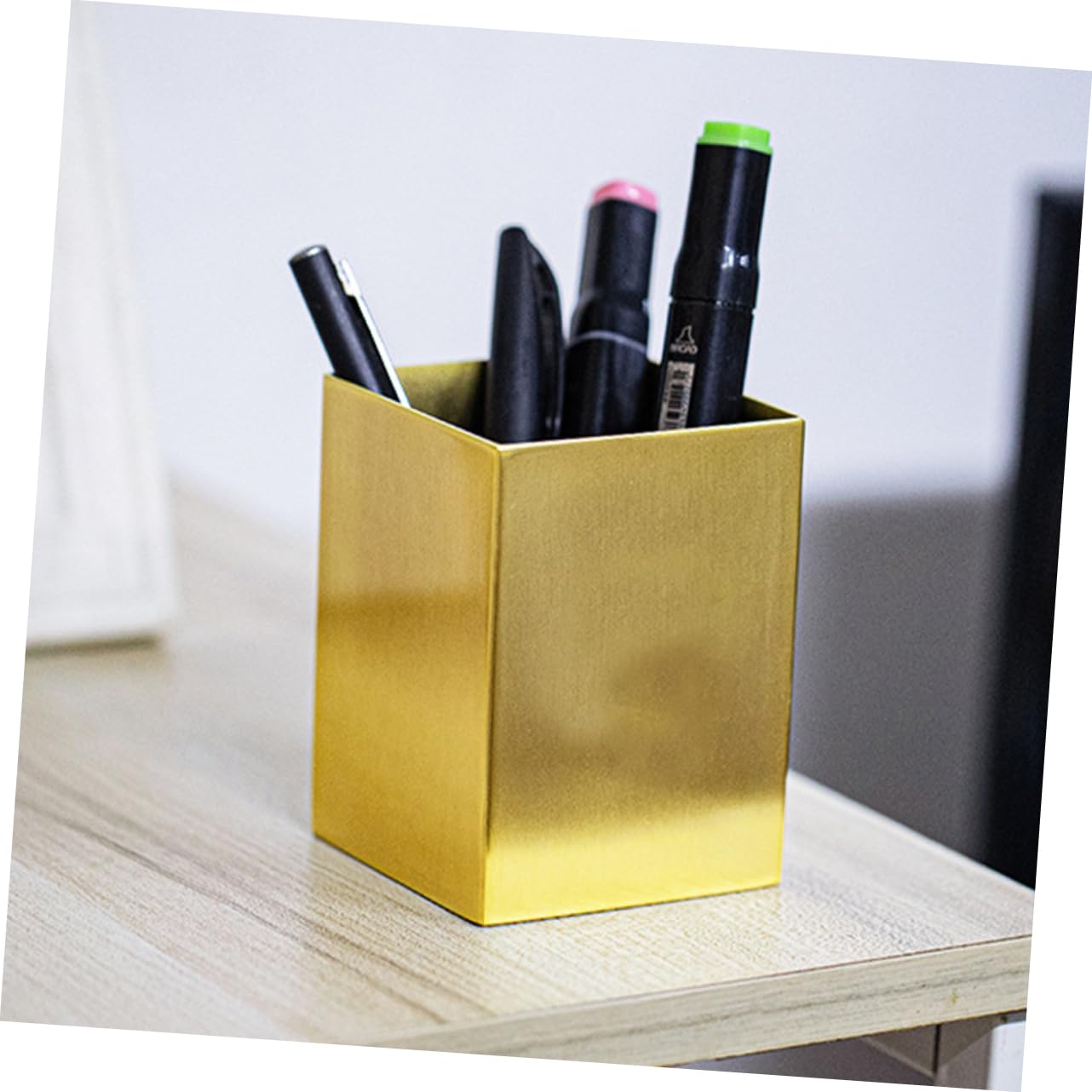 Operitacx Porta Brochas Maquillaje Contenedor Bolígrafos Acero Inoxidable Porta Lápices Organizador Escritorio Soporte Papelería Ahorra Espacio Decoración Mesa Duradero Resistente