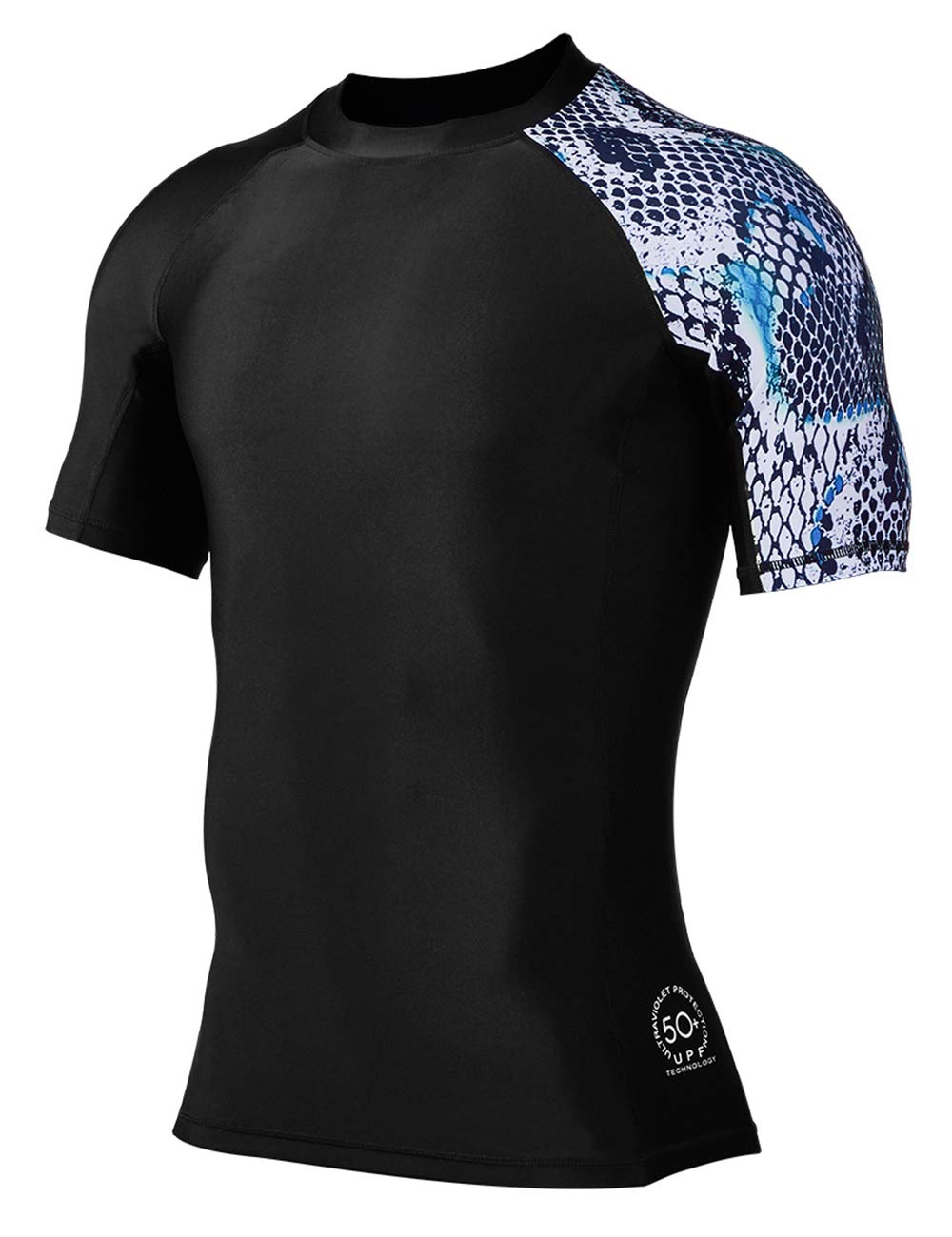 HUGE SPORTSMen's Splice UV Sun Protection UPF 50+ Skins Rash Guard Short Sleeves