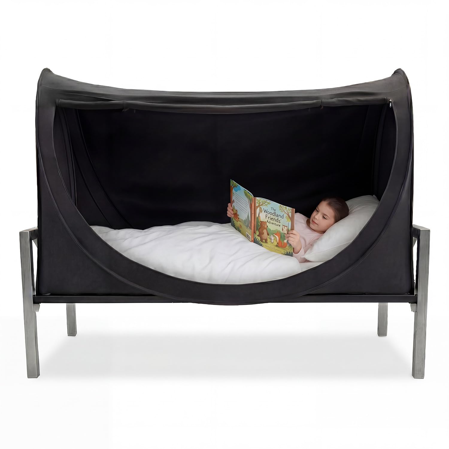 Eclipse Privacy Bed Tent 80% Light Blocking Pop Up Sleep Pod,360° All-Round Privacy Bed Canopy with Breathable Mesh & 4 Easy-Access Doors for Dorms,