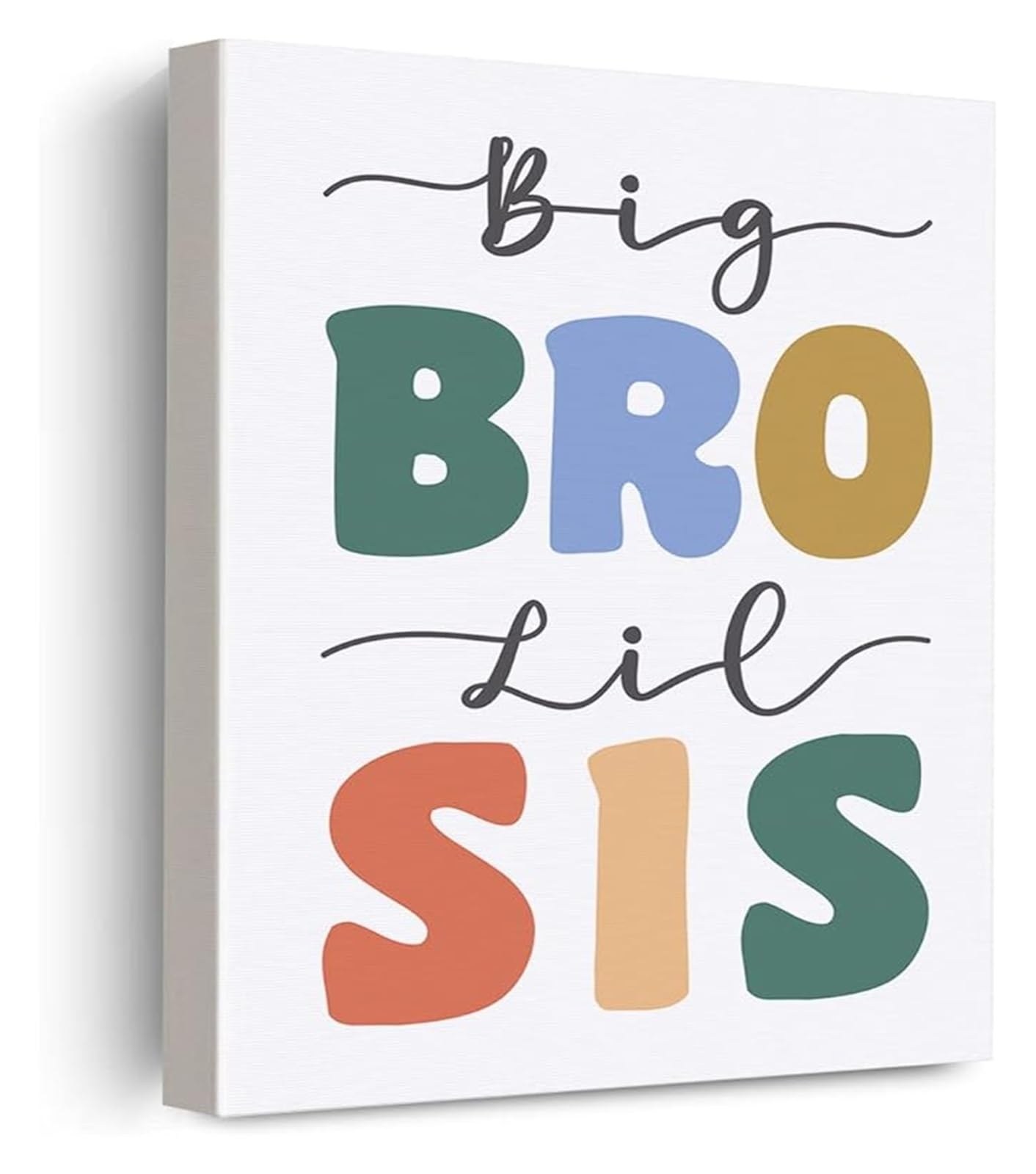 FOPURE Framed Canvas Art Big Brother Little Sister Nursery Decor Play Room Wall-Art Siblings Print(Unframed,08x12inch(20x30cm))