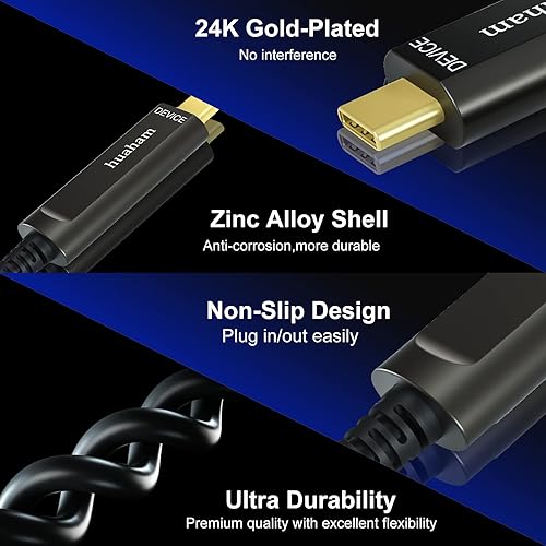 Miniatura 3 de Cable de fibra óptica USB A a USB C de 32.8 ft33 pies, cable USB 3.1 de 10 Gbps Gen2 de transmisión de larga distancia delgado, cable USB de ultra