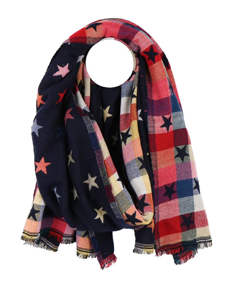 The Olive House Scarves Women's Multicoloured The Olive House® Stars Design Reversible Scarf Navy Blue