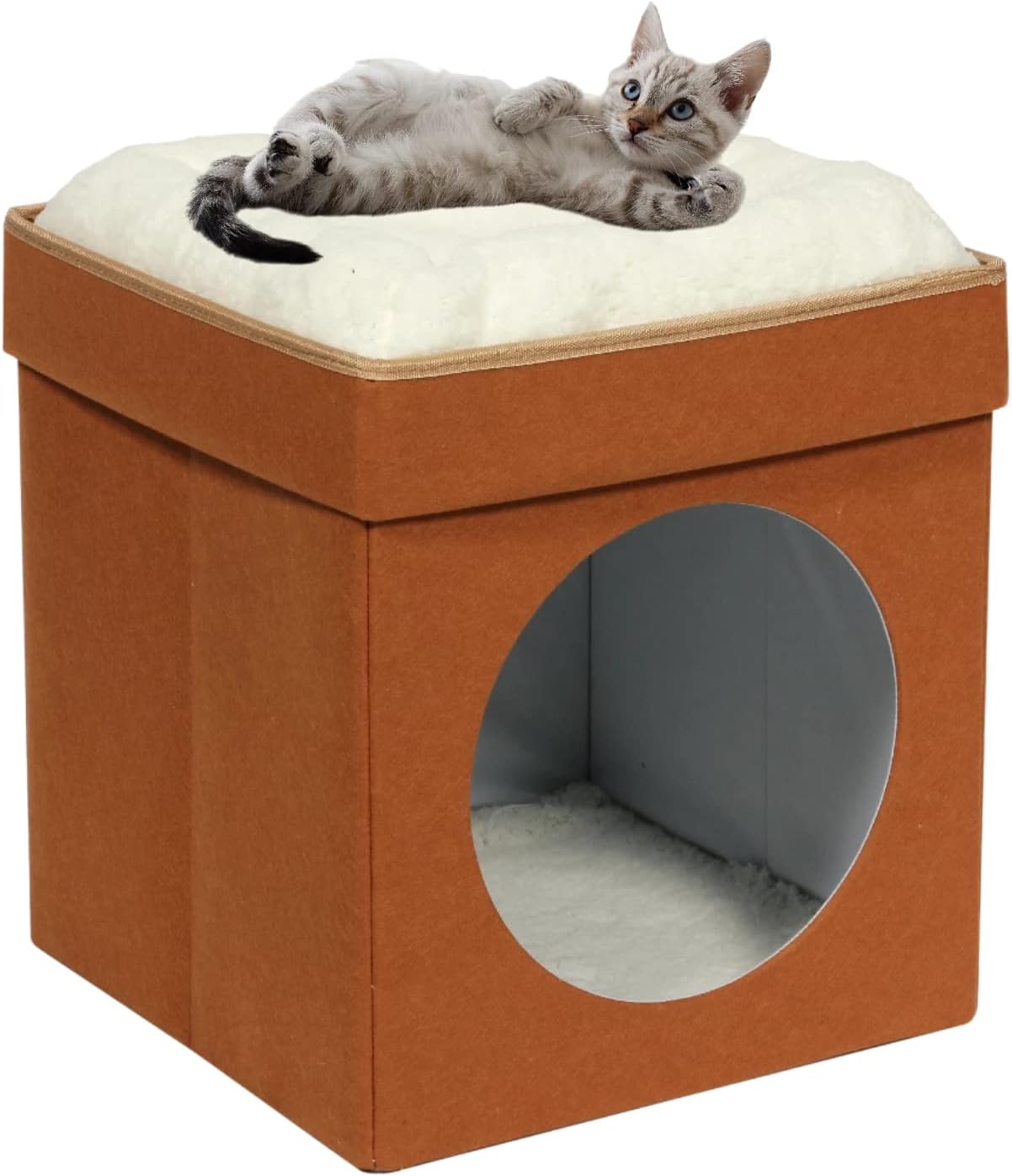 Amazon Basics Collapsible Cat House, Brown, 38 x 38 x 43 cm Amazon.co