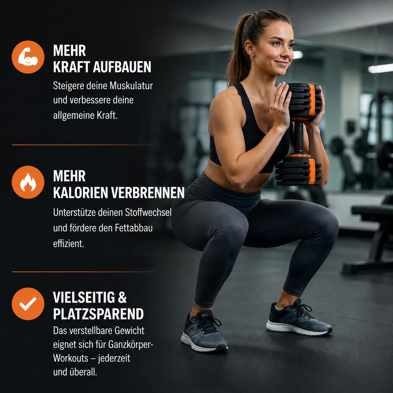 Verstellbare Kurzhantel 2,5-12 kg mit 10 Gewichtsstufen, einzelne Hantel mit Hantelablage, Schnellverstellung, rutschfester Griff für Home Gym